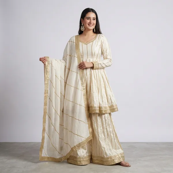 Women'S_Heavy_Cp_Vichitra_Silk_Embroidered_Kurta_Sharara_Set_With_5Mm_Sequence_Work_Lace_Border_Dupatta
