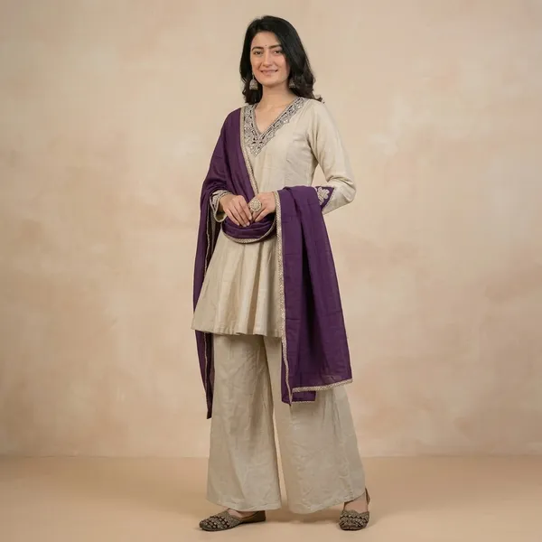 Women'S_Heavy_Roman_Silk_Embroidered_Sharara_Suit_Set_With_Hand_Work_Chinon_Silk_Dupatta