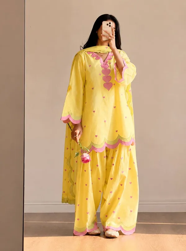 yellow_Farshi_Salwar_Suit_Set_–_Chanderi_Cotton_with_Pink_Heart_Embroidery_&_Zari_Work_|_Festive_&_Wedding_Wear