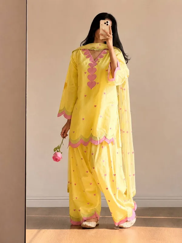yellow_Farshi_Salwar_Suit_Set_–_Chanderi_Cotton_with_Pink_Heart_Embroidery_&_Zari_Work_|_Festive_&_Wedding_Wear
