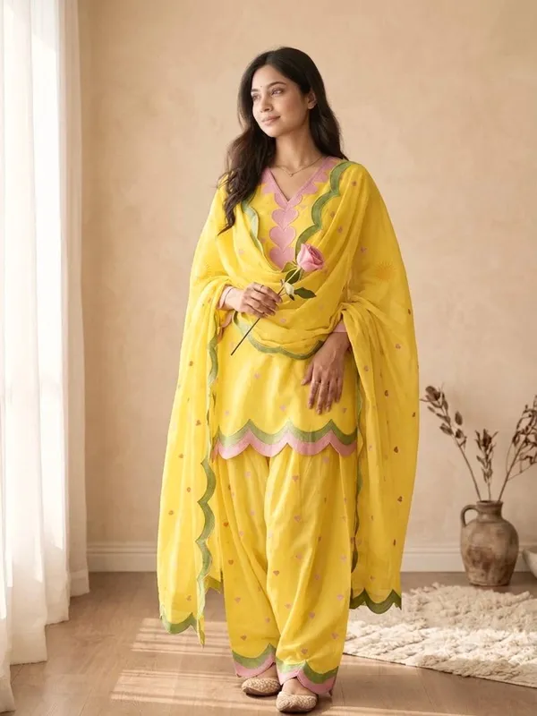 yellow_Farshi_Salwar_Suit_Set_–_Chanderi_Cotton_with_Pink_Heart_Embroidery_&_Zari_Work_|_Festive_&_Wedding_Wear