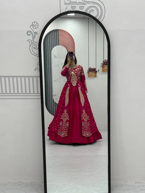 Premium_Embroidered_Vichitra_Lehenga_Set_For_Women_Wedding_Party_Traditional_Wear