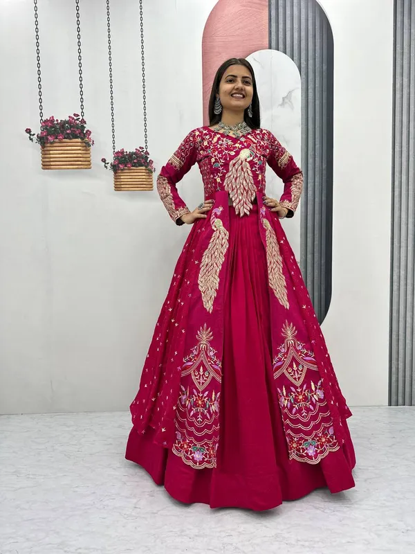 Premium_Embroidered_Vichitra_Lehenga_Set_For_Women_Wedding_Party_Traditional_Wear