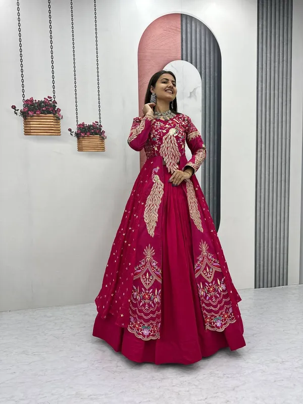 Premium_Embroidered_Vichitra_Lehenga_Set_For_Women_Wedding_Party_Traditional_Wear