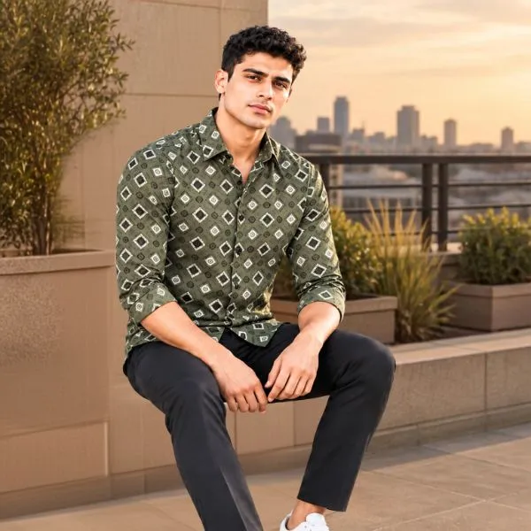 Men’s_Premium_Olive_Green_Geometric_Diamond_Print_Full_Sleeve_Classic