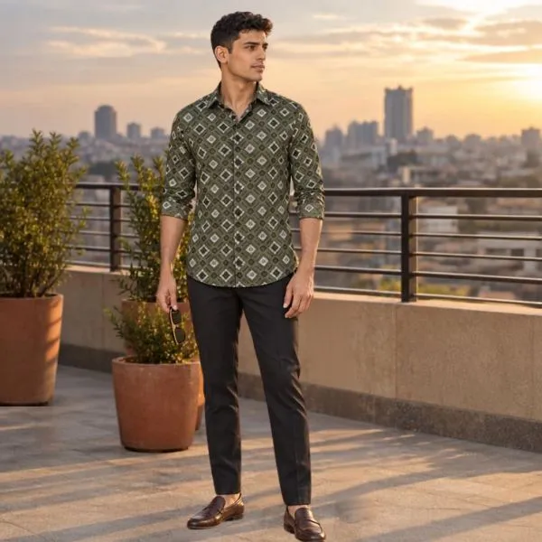 Men’s_Premium_Olive_Green_Geometric_Diamond_Print_Full_Sleeve_Classic
