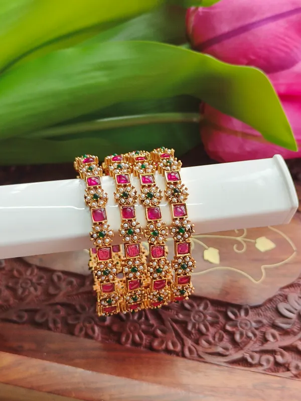 Ruby_Stone_floral_Bangles_for_Women_(Pack_Of_4)