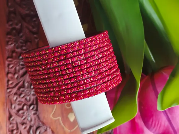 Red_Beaded_Embellished_Bangles_Set_For_Women_(_1_dozen_)