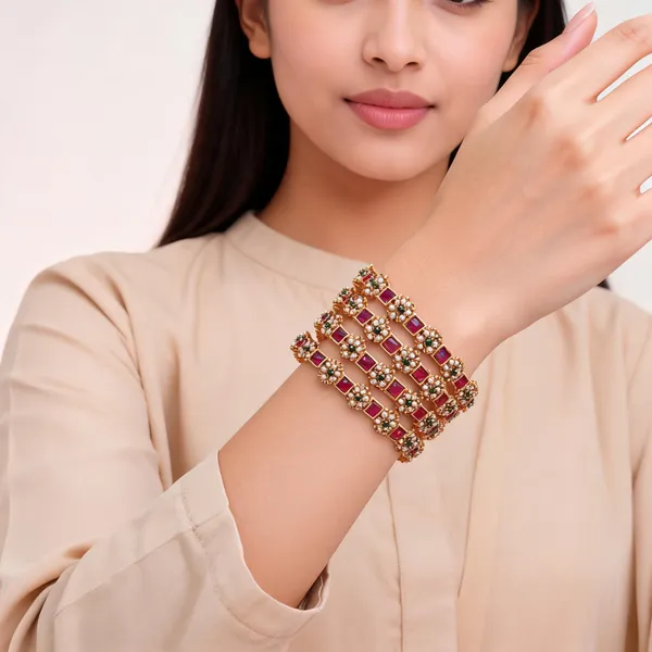 Ruby_Stone_floral_Bangles_for_Women_(Pack_Of_4)