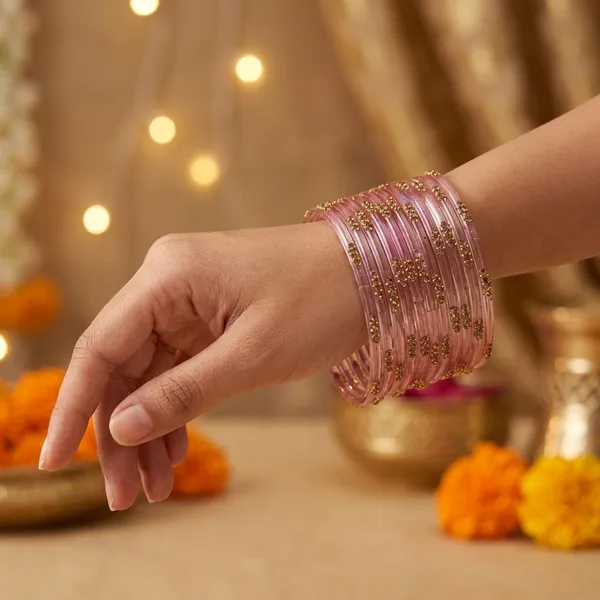 Baby_Pink_Embellished_Glass_Bangle_(1_Dozen)