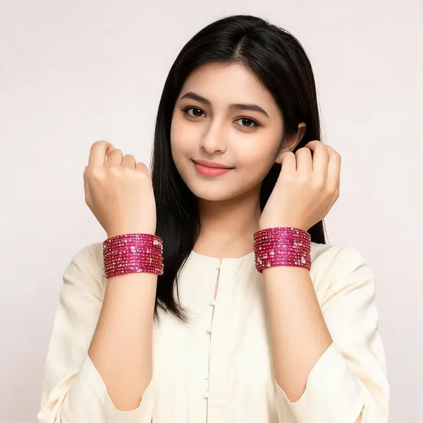 Pink_Heart_Embellished_Bangles_(1Dozen)