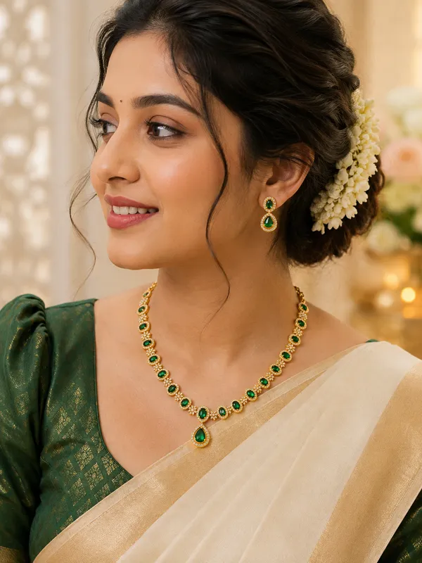 Veda_Necklace_with_Earrings_-_Green