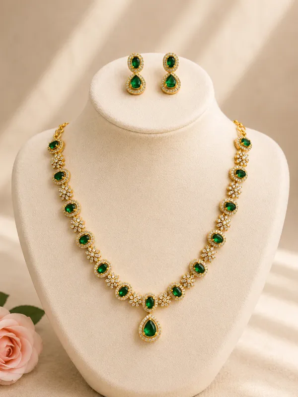 Veda_Necklace_with_Earrings_-_Green