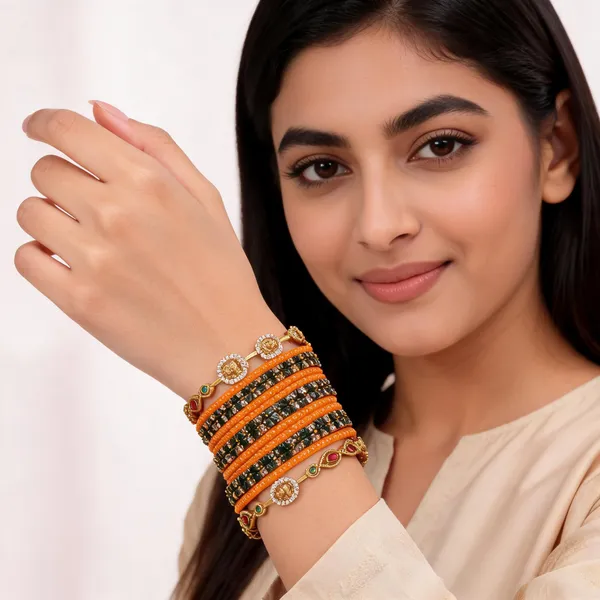 Orange_Traditional_Bangle_Set_For_Women