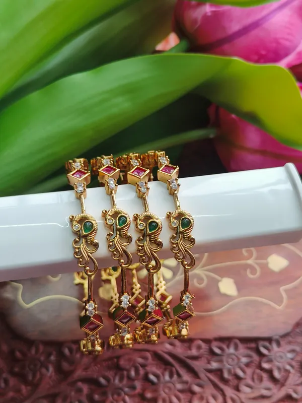 Gold_Tone_Peacock_Bangles_(_Pack_Of_4_)