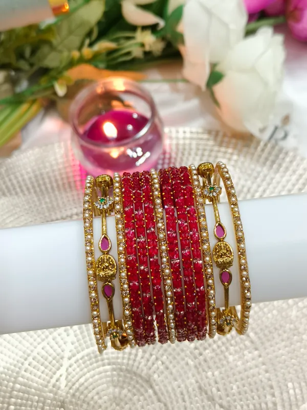 Red_Pearl_Embellished_Bangle_Set_for_Women