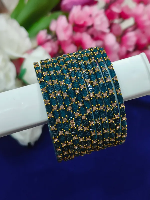 Teal_Lotus_Traditional_Bangles_For_Women_(_1_Dozen)