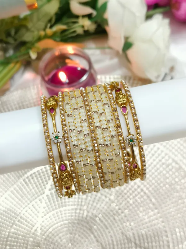 Cream_Pearl_Embellished_Bangle_Set_for_Women