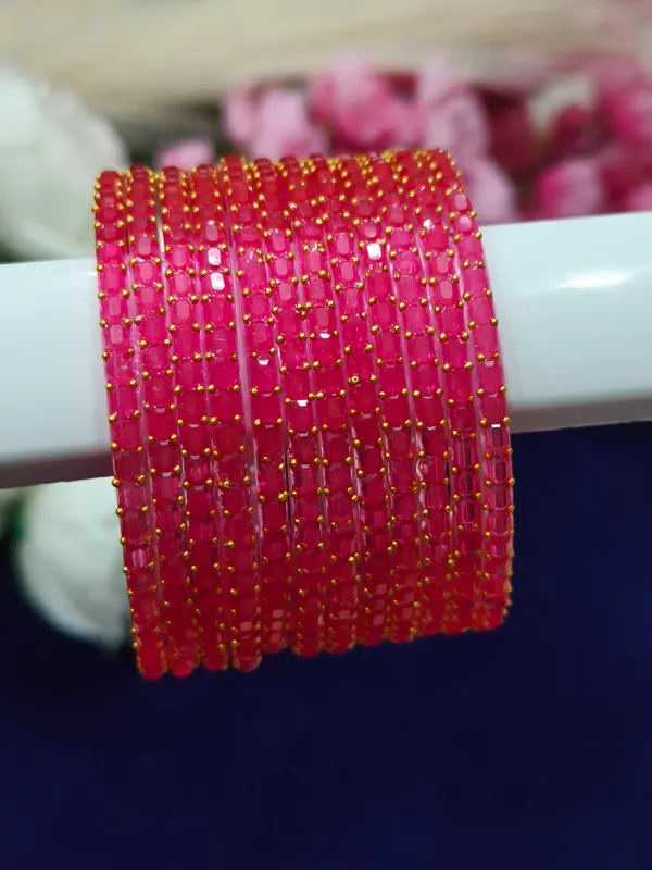 Pink_chrystal_Bangles_For_Women_(_1_Dozen_)