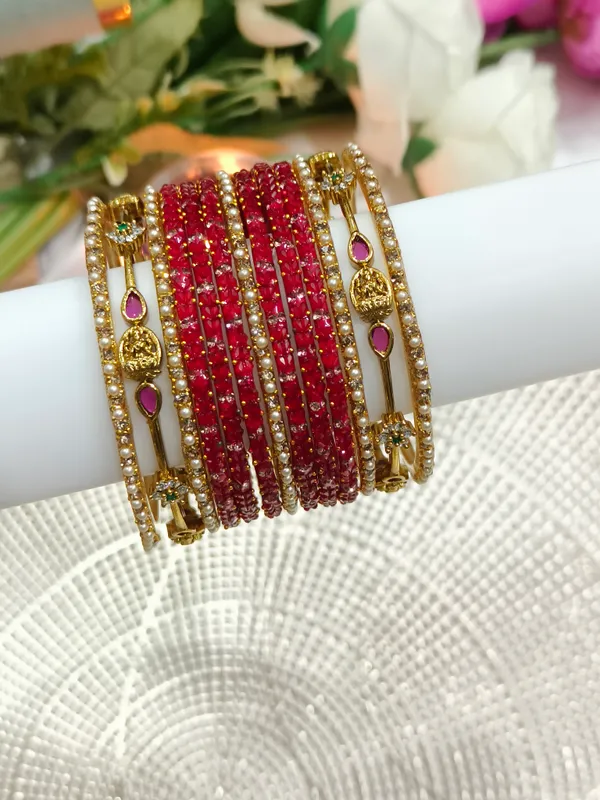 Red_Pearl_Embellished_Bangle_Set_for_Women