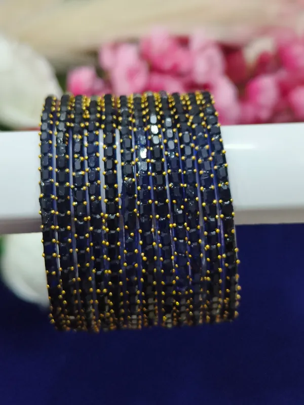 Navy_Blue_Chrystal_Beaded_Glass_Bangle_(1_Dozen)