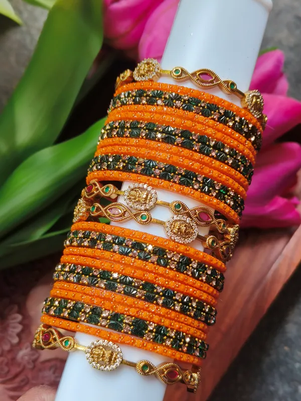 Orange_Traditional_Bangle_Set_For_Women