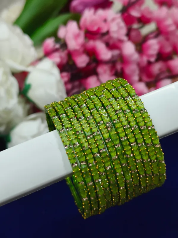 Green_Beaded_Embellished_Bangle_Set_For_Women