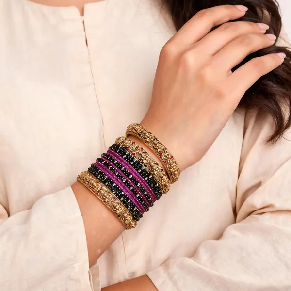 Green_And_Purple_Traditional_Bangle_Set-_both_hands