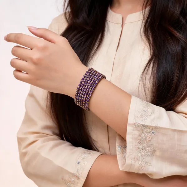 Purple_Beaded_Bangle_Set_For_Women