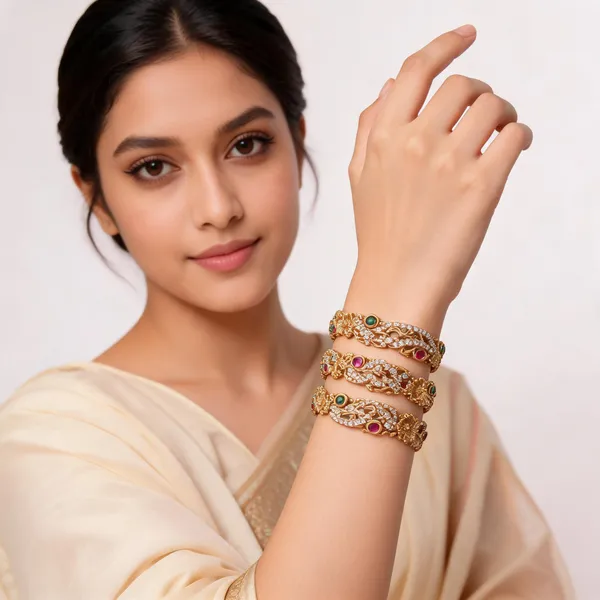 Gold_Tone_Leaf_Embellished_Bangles_for_Women_(_Pack_Of_4_)