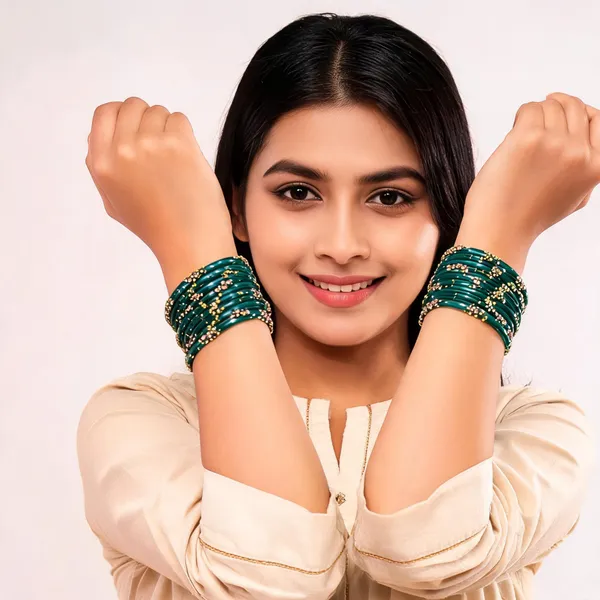 Green_Heritage_Glass_Embellished_Bangles(_Pack_Of_12_)