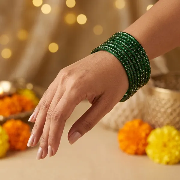 Green_Chrystal_Beaded_Glass_Bangles_(_1_Dozen_)