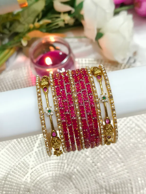 Pink_Pearl_Embellished_Bangle_Set_for_Women