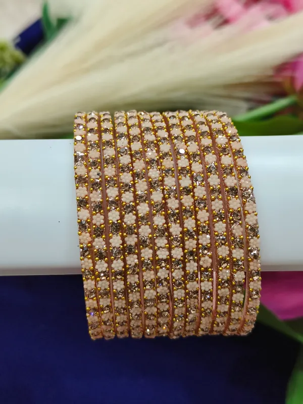 Gold_Tone_Beaded_Wide_Bangle_Set_For_Women