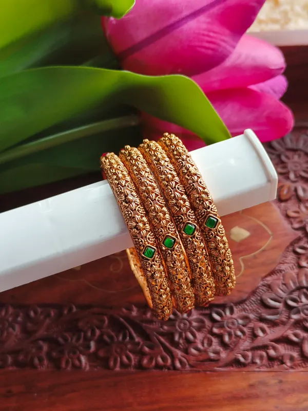 Antique_Green_&_Ruby_Stone_Bangle_For_Women_(_Pack_Of_4_)