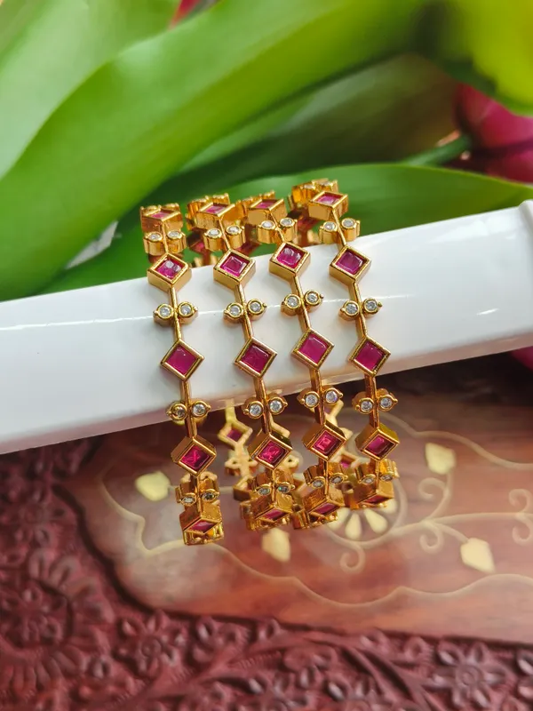 Pink_Gold_Tone_Geometric_Drop_Earrings_For_Women_(_Pack_Of_4_)