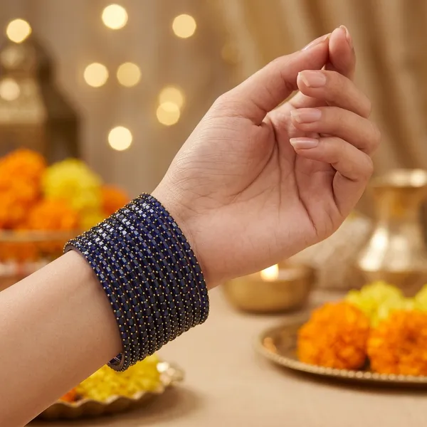 Navy_Blue_Chrystal_Beaded_Glass_Bangle_(1_Dozen)