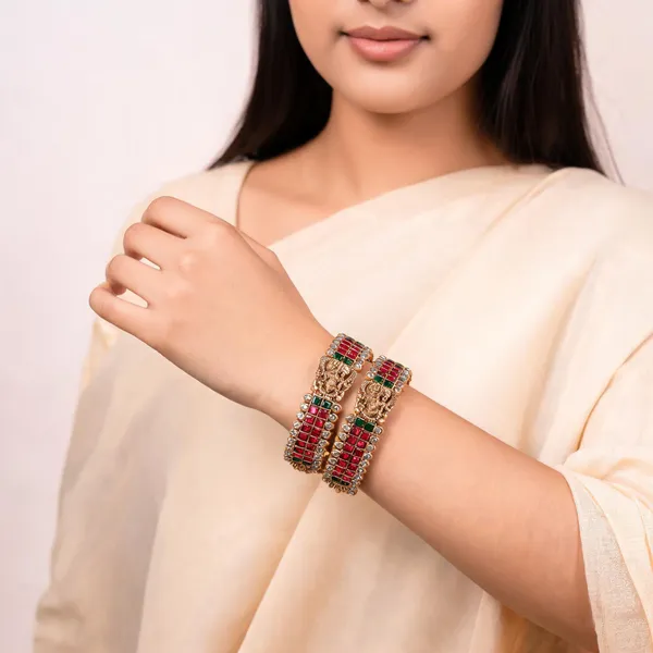 Ruby_Pink_&_Emerald_Green_Stone_Kada_Set_(Pack_Of_2)