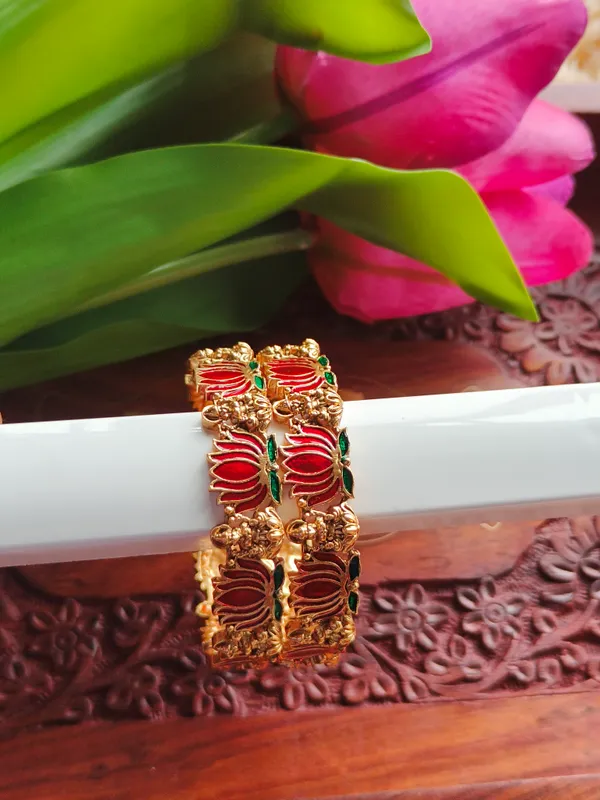 Gold-Tone_Red_Enamel_Bangles_For_Women_(_Pack_Of_2_)