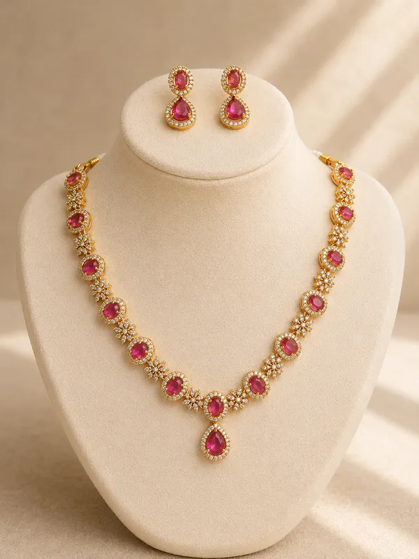 Veda_Necklace_with_Earrings-Ruby
