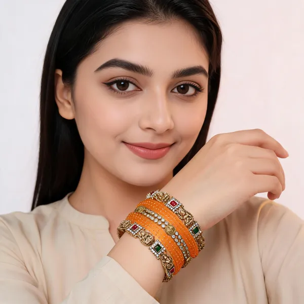 Orange_Embellished_Bangle_Set-1_hand