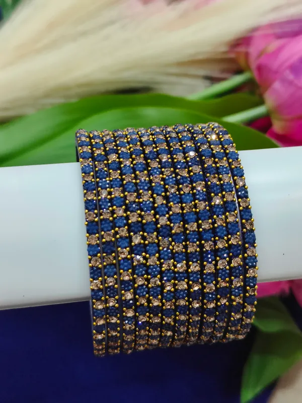 Blue_Flower_Beaded_Glass_Bangle_(1_Dozen)