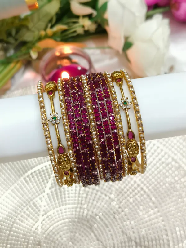 Wine_Pearl_Embellished_Bangle_Set_for_Women