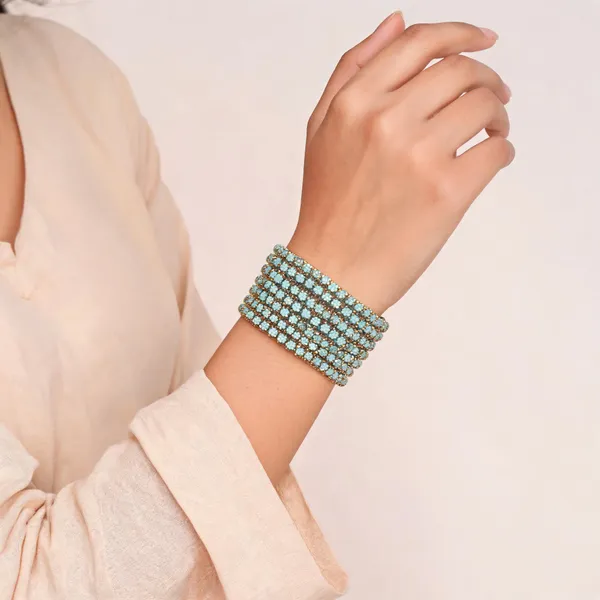 Turquoise_flower_glass_Bangle_(1_Dozen)