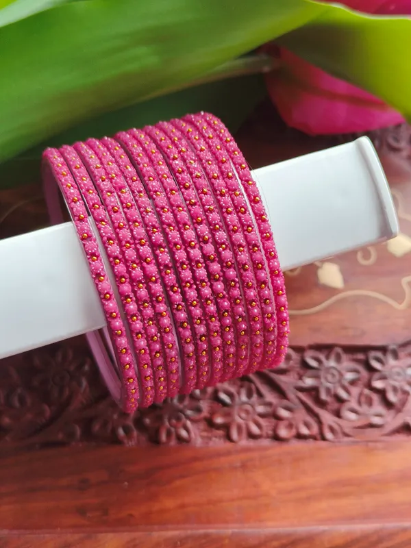 Pink_Beaded_Bangles_For_Women_(_1_Dozen)