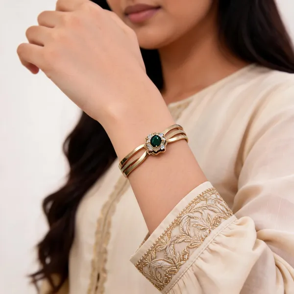 Green_Tone_Floral_Anti_Tarnish_Bracelet