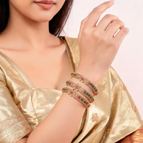 Floral_Antique_Bangles_for_Women_(Pack_Of_4)