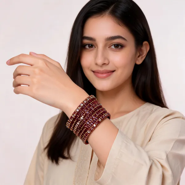 Maroon_Embellished_Bangle_Set_For_Women