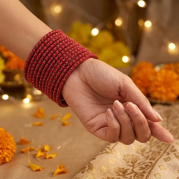 Red_Beaded_Embellished_Bangles_Set_For_Women_(_1_dozen_)