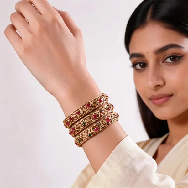 Antique_Peacock_Kemp_Stone_Bangles(_Pack_Of_4_)
